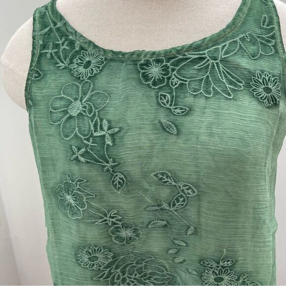 NWT Curations HSN green embroidered tank size XS - Picture 2 of 12